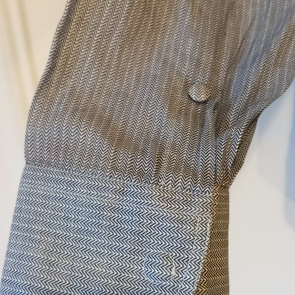 GIORGIO ARMANI - Thin zigzag print snap buttons shirt- Sz 40 (15.75) - Picture 8 of 13